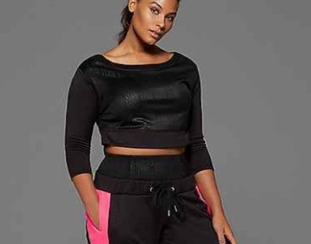Sophie Theallet x Livi Active Printed Crop Top Size 18 Black Athletic Tee